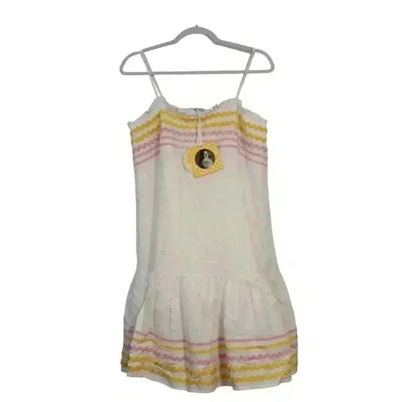 Lisa Marie Fernandez Target Dress Size Small Ric Rac Spaghetti Strap Linen Blend - Picture 6 of 13